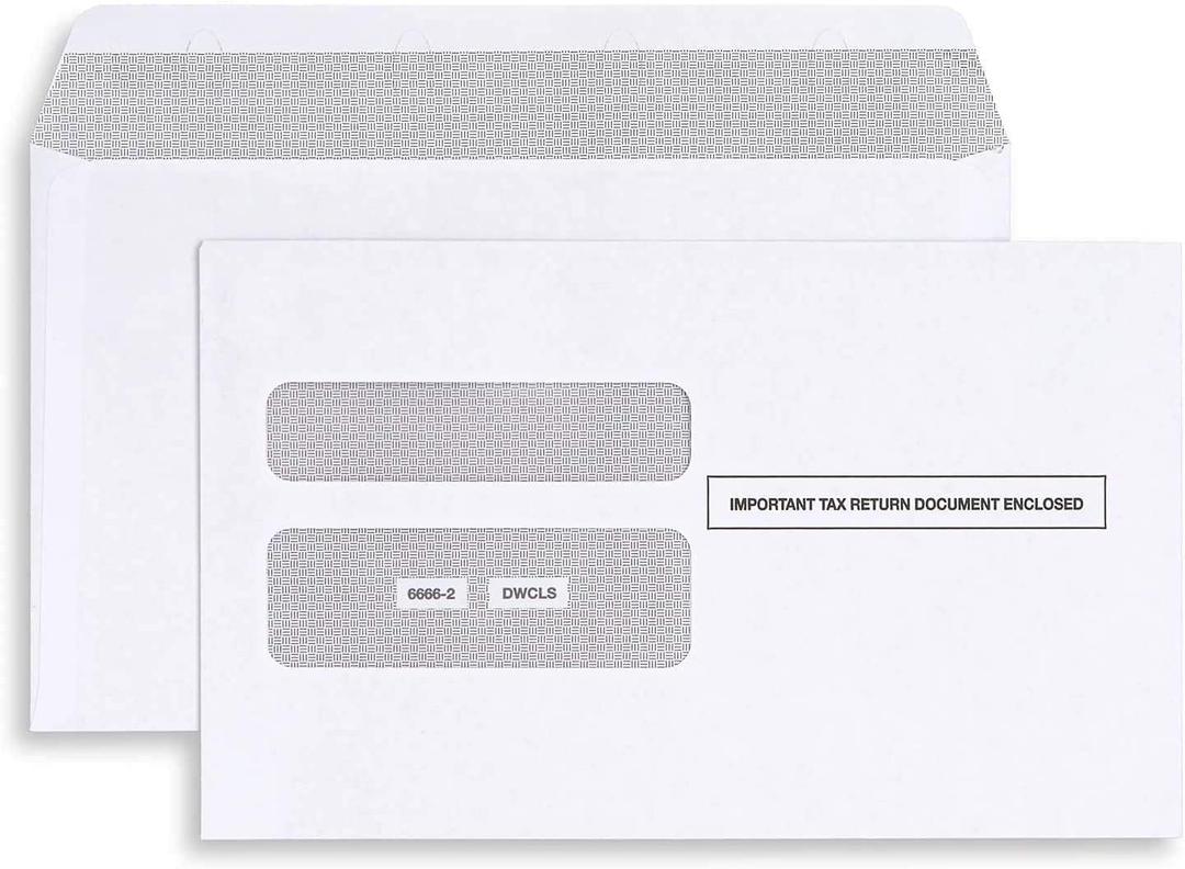 50 W2 Envelopes 2025 Self-Seal For W2 2-Up IRS Tax Forms W2 Double Window Security Envelopes For QuickBooks Online, Desktop, ADP and Other Software W2 Forms,5 5/8 x 9 Pack of 50 Envelopes