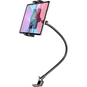 Car or Truck Seat Rail Tablet Mount, Heavy Duty Gooseneck Car Floor Tablet Holder Bolt Stand with 20-inch Aluminum Arm, for iPad Pro Air Mini, Galaxy Tab, Z Fold, Fire HD, iPhone, 4-13" Devices