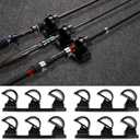 Fishing Rod Racks for Boat/Wall/Truck Bed, 3-Poles Storage Holders with Rubber Band Clips 2 Packs