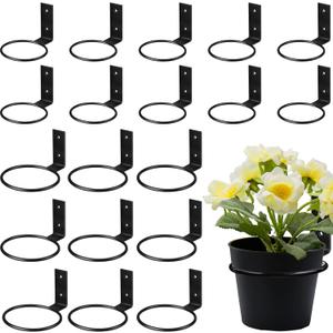20 Pcs Flower Pot Holder Ring Wall Mounted Plant Wall Hanger Rings Metal Planter Hooks Hangers Bracket for Balcony Home Garden Yard, Black(4 Inch, 6 Inch)