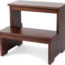 StrongTek Bamboo Two Step Stool for Adults and Kids, Bed Stepstool with Anti-Slip Bottom, Heavy Duty for Kitchen, Bathroom, Bedside Step Stool, Wooden Step Stairs 350 lbs Capacity (Dark Chocolate)