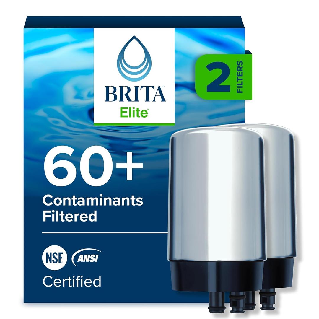 Brita Replacement Water Filter for Faucet Mount, Removes 99% of Lead, Sink Filtration System, Chrome, 2 Count