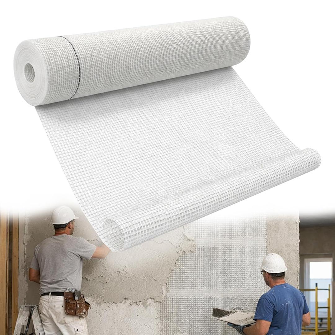 Fiberglass Mesh Roll for Stucco & Wall Repair –39 in, 21.5 Sq.Ft. Coverage,160g/㎡ Alkali Resistant Fibreglass Reinforcing Mesh, Non-Adhesive Fiber Patch for Plaster, Render, Tile,Gypsum Walls.