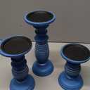 Candleholder Sets Mango Wood Blue Distressed Finish for Rustic, Vintage, and Antique Style Interior Designs for Table Centerpieces Brown Home Decor Kitchen