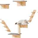 VEVOR Wall Mounted Cat Shelves, Perches with Jumping Boards,Hammocks & Cat Tree, Cat Furniture and Shelves up to 40 lbs for Sleeping, Playing, Climbing, Set of 7