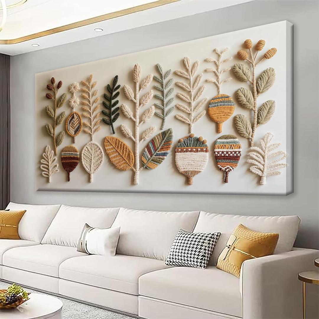 Tsomzxng Canvas Art Wall Decor Print Modern Boho Wall Art Prints Minimalist Paintings White Wall Art Pictures For Bedroom Kitchen Office Home Artwork 20" X 40" Ready To Hang Printed Decorations