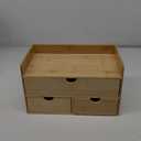 Wisuce Bamboo Desk Organizer, Mini Desktop Drawer Tabletop Storage Organization Box for Office Home Toiletries Supplies Vanity, No Assembly Required (3 Drawer with Shelf)