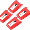 DECHOUS 4PCS Red Phonograph Stylus Replacement Needles Ultra-Sturdy Plastic Turntable Pickup for Vinyl Record Players