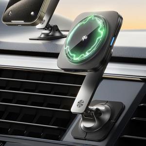 ESR for Qi2 15W MagSafe Car Mount Charger, Qi2-Certified Universal Dashboard/Tesla MagSafe Car Charger, Magnetic Wireless Charging, Adjustable Car Phone Holder for iPhone 16/15/14/13/12, S25, Black