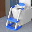 SKYROKU Potty Training Toilet, New Sector-Shape Stabilized Base two in one Toddler Toilet Seat with Splash Guard, Anti Slip Pad, and Step Stool Dark Blue (8898-dark blue)