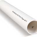 Pangda 6 x 4' PVC Pipe Schedule 40 Heavy Duty Plastic Plumbing Pipe Cut to Custom Lengths High Flow Impact Resistant Tube for Irrigation Pool Spa Water Supply Drainage, White