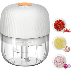 Electric Garlic Chopper, Mini Portable Veggie Chopper, 250ML Garlic Grinder Masher Onion Chopper, Blender to Vegetable, Wireless Food Processor for Ginger, Chili, Fruit, Meat, etc (White)