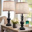 Table Lamps for Bedroom Set of 2 Farmhouse Bedside Lamps for Nightstand with USB C+A Charging Ports, Vintage Traditional Side Table Lamps for Living Room - Bulbs Not Included
