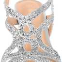 PIZZ ANNU Women's Amelia Heels Sandals Sparkle Crystal Open Toe Slingback High Heel Sandals Dress Pumps Shoes for Party Wedding, US 8.5