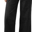 Eddoyee Womens Wide Leg Cropped Pants High Waisted Casual Pants Elastic Waist Ankle Pants (X-Large, Black)