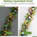 6 FT Pre-Lit Easter Garland with 20 LED Lights & 8 Modes Timer, Lighted Pastel Easter Egg Garland for Mantle Decorations, Greenery Spring Garland with Flower & Berry for Fireplace Table Holiday