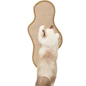 Sisal Cat Scratcher Mat with Sticky Tapes, 23.6" x 11.8" Cat Scratching Carpet for Indoor Cats, Horizontal Cat Scratcher for Cat House, Scratching Posts, and Couch Protection (Cactus)