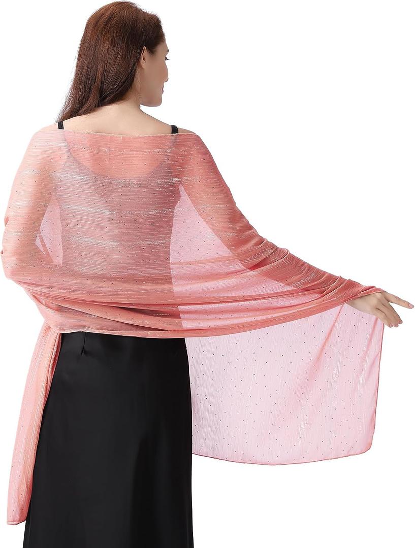 Ladiery Shawl Wraps for Women-Chiffon Shawl for Women Sparkly Rhinestones for Banquets, Weddings, and Formal Occasions.