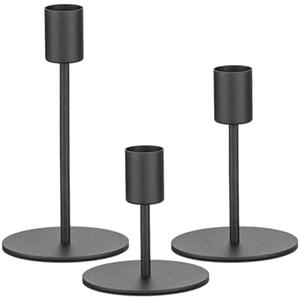 KUPOO Matte Candlestick Holders,Short Taper Candle Holders,Decorative Candlestick Holder, Black Taper Candle Holders,Metal Candle Stands for Home Decor, Wedding, Dinning, Party (Black)