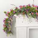 6ft Spring Flower Garland Faux Eucalyptus Greenery with Lavender Purple Daisy Wild Berry Artificial Vine for Easter Wedding Arch Decor Baby Shower Garland Mantle Table Centerpiece