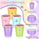 Yinkin 100 Pcs 2 oz Valentine's Day Cups Bulk Mini Conversation Heart Cups Small Plastic Candy Heart Shot Glasses with Stickers Valentine's Day Drinkware for Wedding Birthday Party Supplies