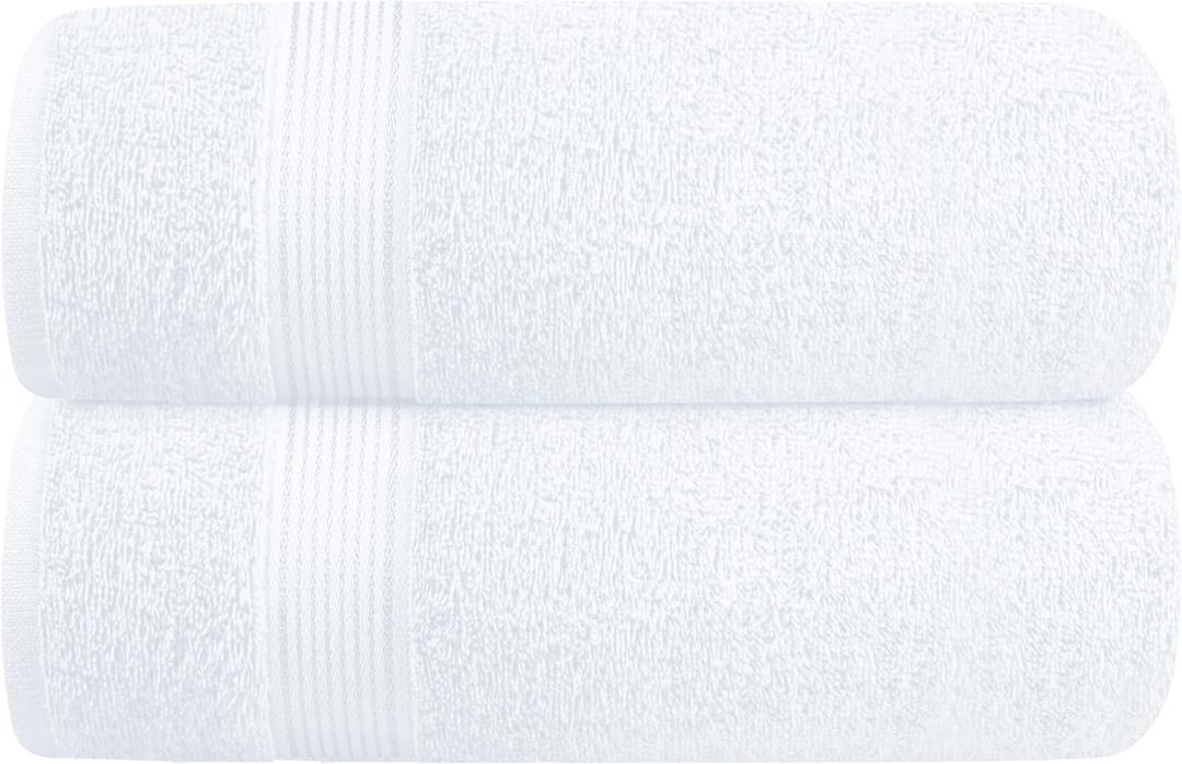 Elvana Home Cotton 2 Pack Oversized Bath Towel Set 28x55 inches, Large Bath Towels, Ultra Absorbant Compact Quickdry & Lightweight Towel, Ideal for Gym Travel Camp Pool - White