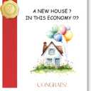 3 x Funny New Home Greeting Card, Housewarming Cards, Congrats Housewarming Gifts, In This Economy Fun Card Envelope and Sticker