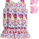 Baby Girls Swimsuit with Floatation Toddler One Piece Swimsuits Kids Swim Vest Swimwear Float Suit (4-5T, Colorful)