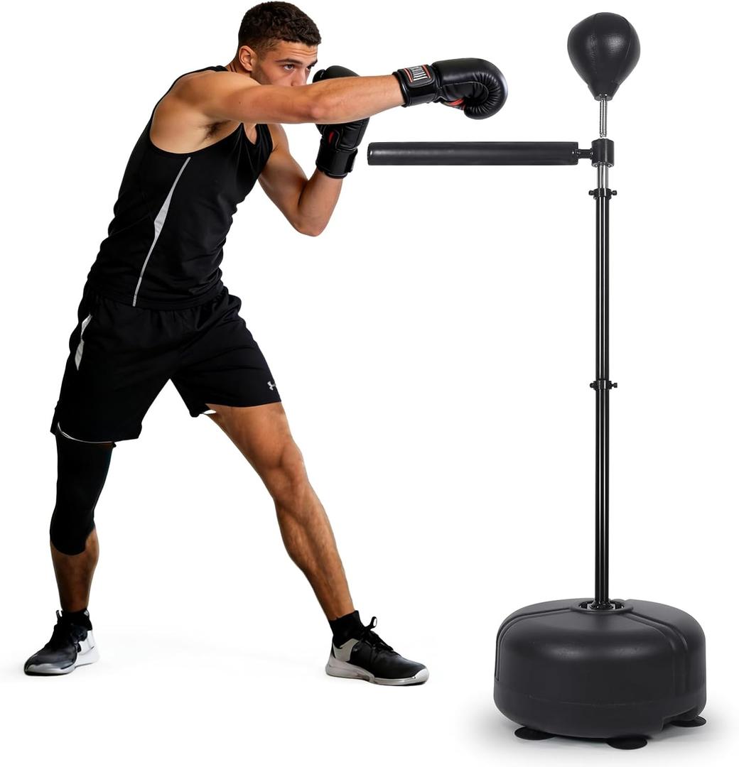 Boxing Bar with Punching Bag - 360° Spinning Reflex Trainer for Speed & Agility, Height Adjustable Home Boxing Equipment for Adults