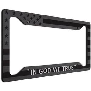 American Flag License Plate Frame-in God We Trust/Durable Plastic and Powder Coated, Size 12x6/Blessed America Flag License Plate-Christian License Plate Frames-Ideal Plate for Women and Men