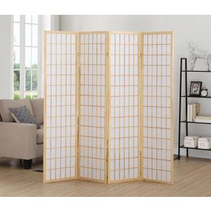 Roundhill Furniture Oriental Shoji 4 Panel Screen Room Divider, Natural