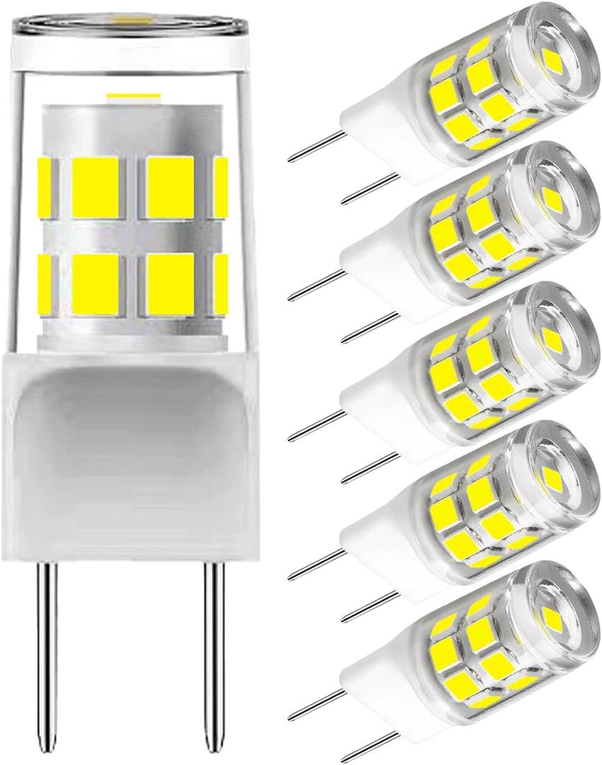 G8 Led Bulb,T4 3W Replacement for 20-25W Halogen Bulb,Daylight White 6000K,GY8.6 JCD Type Bi-Pin Base,120V,Puck Light Bulb,for GE Microwave Light,Under Cabinet, Under Counter Kitchen Lighting(5Pack)