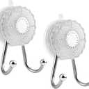 Suction Cup Hooks for Shower, Wreath Hangers,Towel,Suction Hooks for Glass Windows Door,Bathroom,Shower Wall(2pack-Transparent)