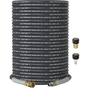 3/8" 4800PSI Pressure Washer Hose 150FT with 360° Swivel Quick Connect, Flexible & Kink Resistant Steel Wire Braided & Durable for Hot/Cold Water, High Power Washer Hose With M22 14mm Adapter