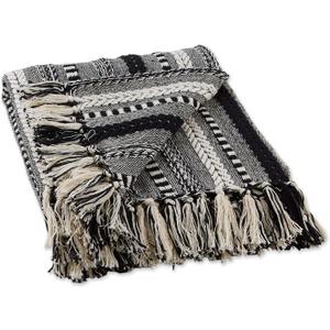 DII Braided Striped Decorative Throw Blanket, 50x60, Black