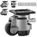 Heavy Duty Leveling Casters Set of 4, 2200LBS Load Capacity Adjustable Leveling Feet, Retractable Swivel Industrial Plate Casters for Workbench, Machine, Equipment & Furniture, 2 Inch, T60
