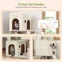 Globlazer Cat Tower for Multiple Indoor Cats, 52 inch Heavy Duty Cat Tree with 3 Condos, Plush Cat Condo with Scratching Posts and Pad for Adult Cats Kitten, Padded Top Perch, Basket Bed, F52B, Beige