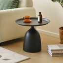 Side Coffee Table Set, Living Room Small Round End Table, Metal Nesting Tables Pedestal Tables Sofa Side and Bedside Console Table, Matt Black (Black), 11 inches x 15.75 inches x 23.6 inches