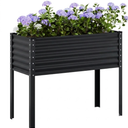 Raised Garden Bed, Metal Elevated Planter with Legs for Vegetables Flower, Outdoor Planter Box, Grey 100x41x90 cm Steel