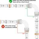 RGBZONE 20Pcs 4 Pin 10mm LED Strip Connectors Strip to Wire Connector and 32.8FT/10M 4 Pin RGB Extension Cable Wire for Non-Waterproof 10mm SMD RGB 5050 LED Light Strip