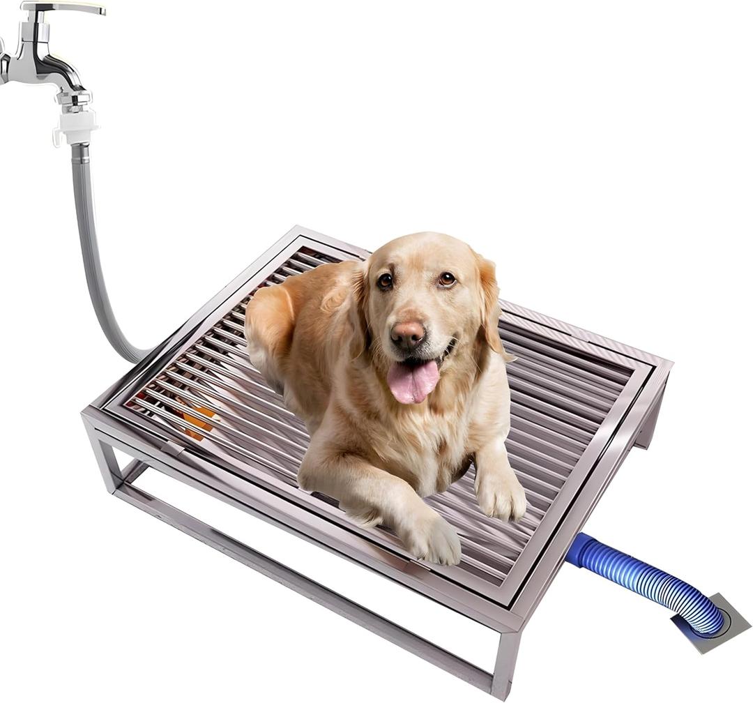 Porch Potty for Dogs, 31"20" Stainless Steel Dog Litter Box, Portable Sturdy Metal Pet Toilet Tray, for Small Large Dogs Indoor Outdoor Use, Easy to Clean (31.49x19.68in)