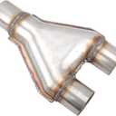 Y Pipe 2 Inch ID Single to 2 Inch ID Dual Exhaust Adapter Connector, T409 Stainless Steel, Overall Length: Approx. 10", Universal