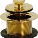 Westbrass 597244-01 White 1-1/2" Tubular Pull & Drain Bath Waste Drain Kit with 2-Hole Overflow Faceplate, Polished Brass