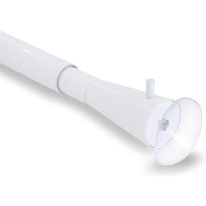 Shower Curtain Rod No Drilling, Spring Tension Rod, 56-98 Inch, 3/4 Inch Diameter, Suction Cup on Either End, 1PCS, White