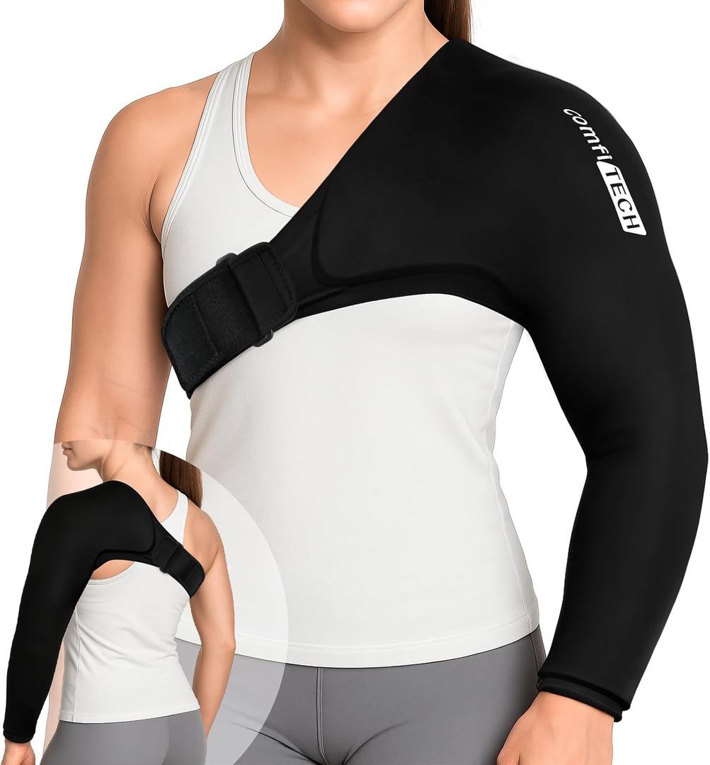 ComfiTECH Shoulder Arm Ice Pack Wrap for Pitchers, Ice Arm Sleeve for Volleyball Player, Athlete, Flexible Cold Application for Throwing Recovery, Elbow Joint and Muscle Relaxation & Daily Use, Medium