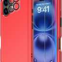 Diverbox for iPhone 16 Plus Case [Shockproof] [Dropproof] [Tempered Glass Screen Protector + Camera Protectors] Heavy Duty Protection Phone Case Cover for Apple iPhone 16 Plus (Red)