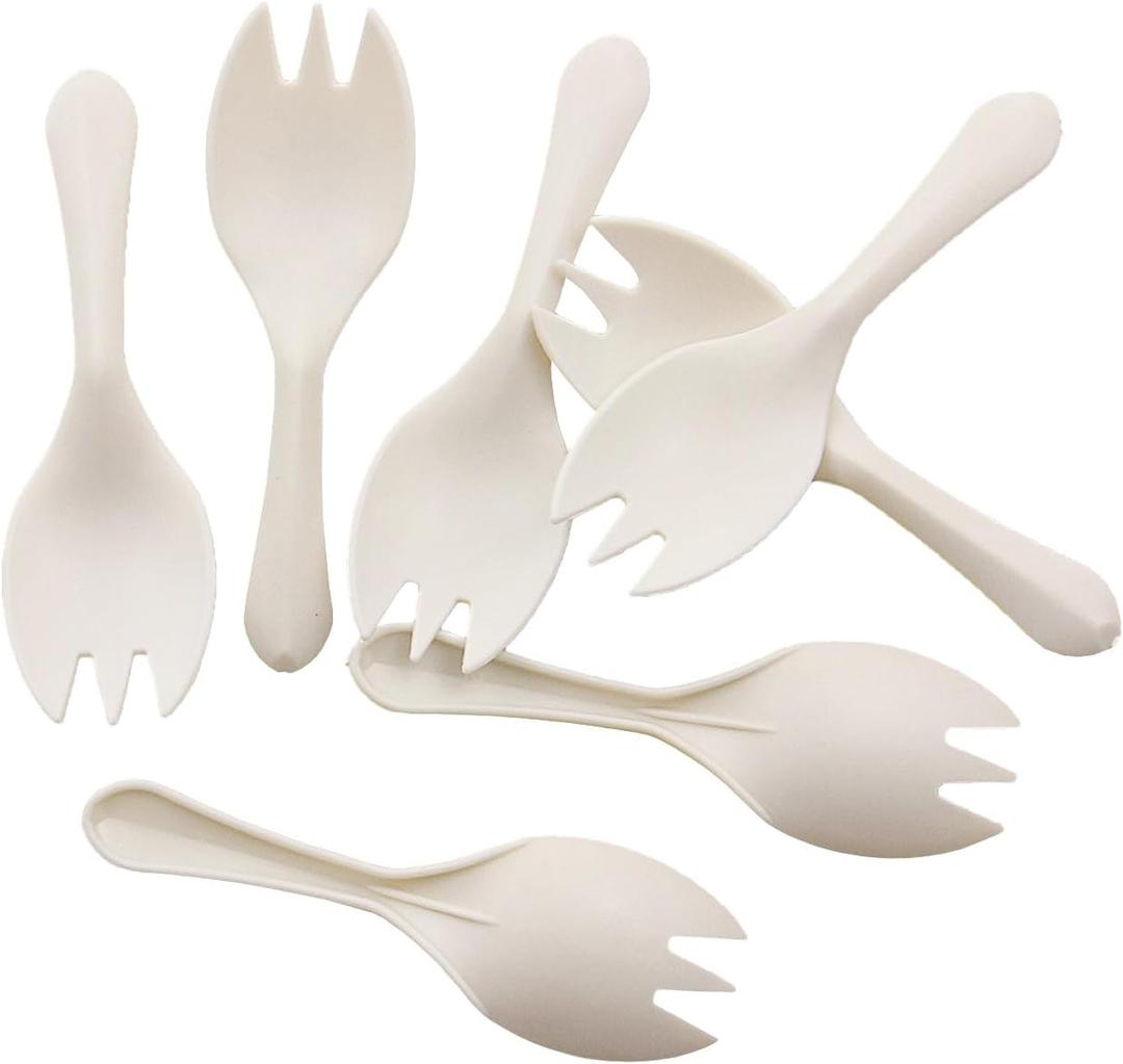 GreenWorks 1000 Count 3.3" Mini Cornstarch Tasting Sporks, Disposable Plant Starch Bio-based Sampling Sporks (Forks Spoons)