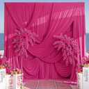 20ftx15ft Hot Pink Backdrop Curtain for Wedding Parties, 4 Panels Wrinkle Free 15 FT Long Polyester Fuchsia Photo Backdrop Drapes Back Drop Cloth for Birthday Photography Background