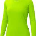 URBAN BUCK Womens Neon High Visibility Lightweight Running Shirt Workout Swim UPF50+ Basic Long Sleeve Sun Tshirt for Women (Small)