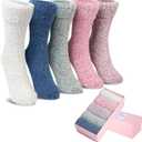 5 Pairs Fuzzy Soft Cozy Comfortable Socks for Women, Casual Sleep Comfy Socks, Perfect Warm Winter Gifts for Women (Solid Color a) Size: 5-9
